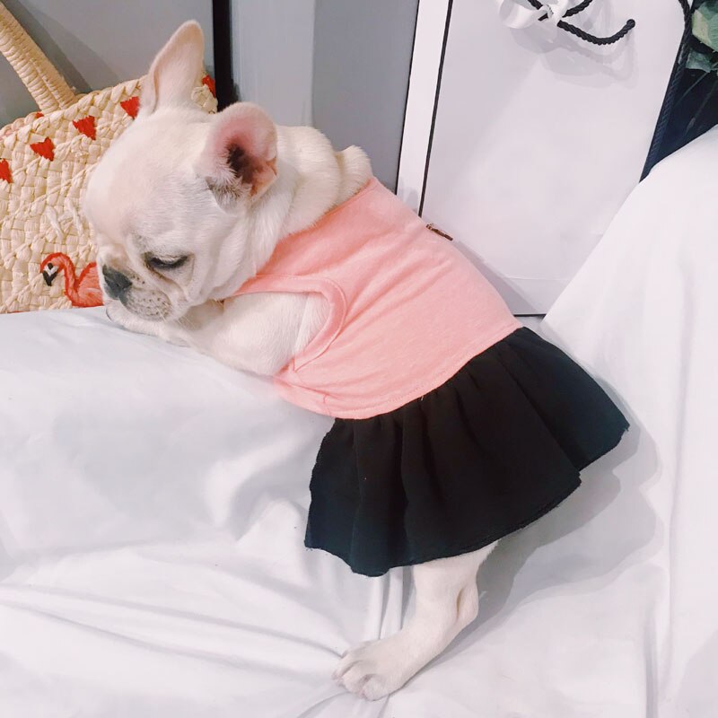 Robe rose pour chien Corset Vintage | Vêtements pour chiens, à clapet Long pour petits chiens, carlin, bouledogue, vêtements pour animaux, jupe évasée XS S MLXL: S