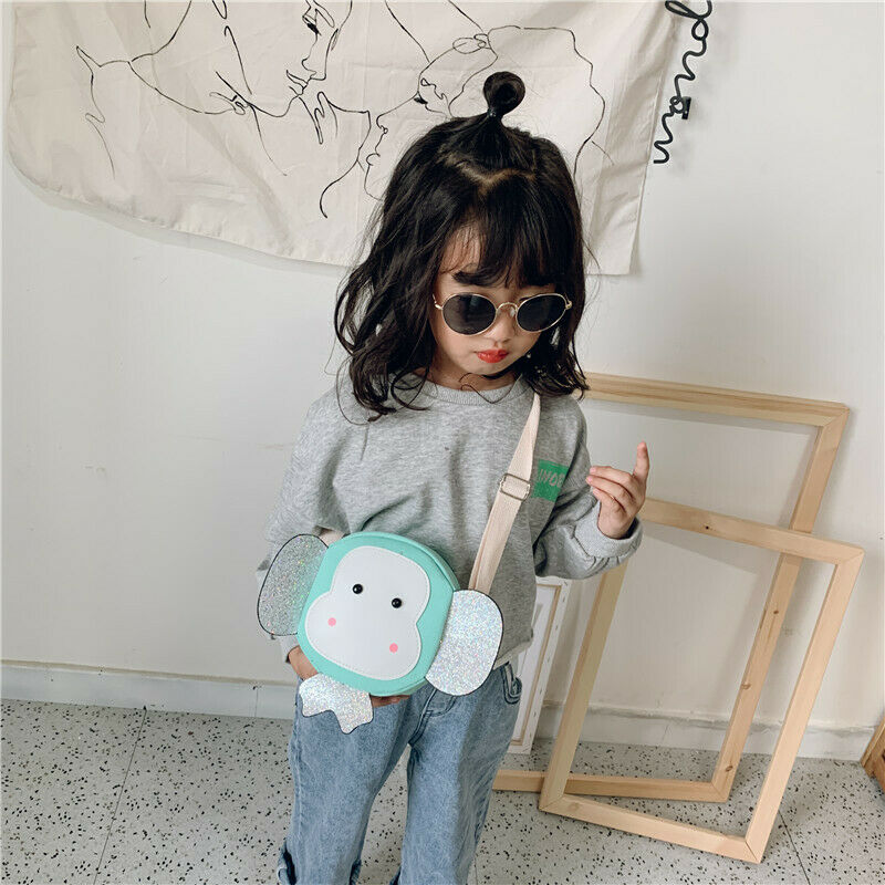 Girls Cute Animal Monkey Shoulder Bag Child Round Messenger Crossbody Handbag Baby Kids Cartoon Mini Coin Purse