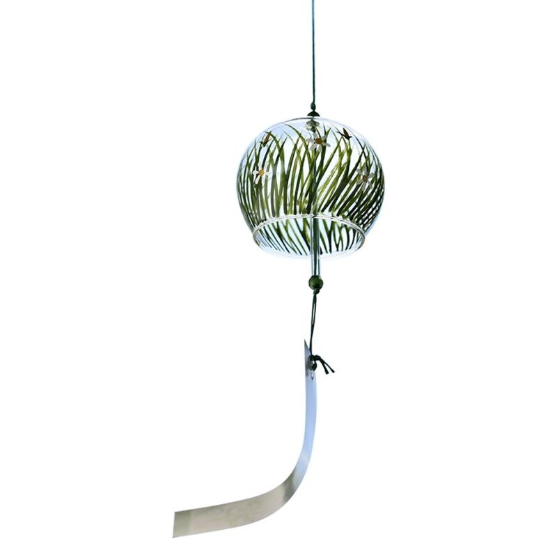 Campanilla de viento de cristal de estilo japonés, colgante artesanal Sakura, de flores de cerezo, colgantes de campana de viento, adornos de decoración para jardín y oficina: A8