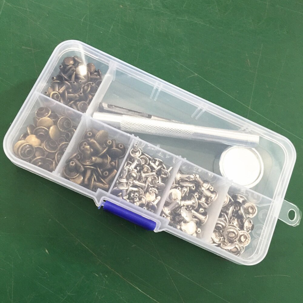 120pcs/Set Rivets Single Cap Rivets Tubular Metal Studs with Fixing Tool Kit for Leather Craft Leather Accessories