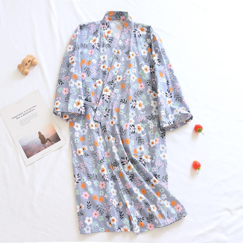 Zuiver katoenen dames Japanse kimono pyjama pak, M