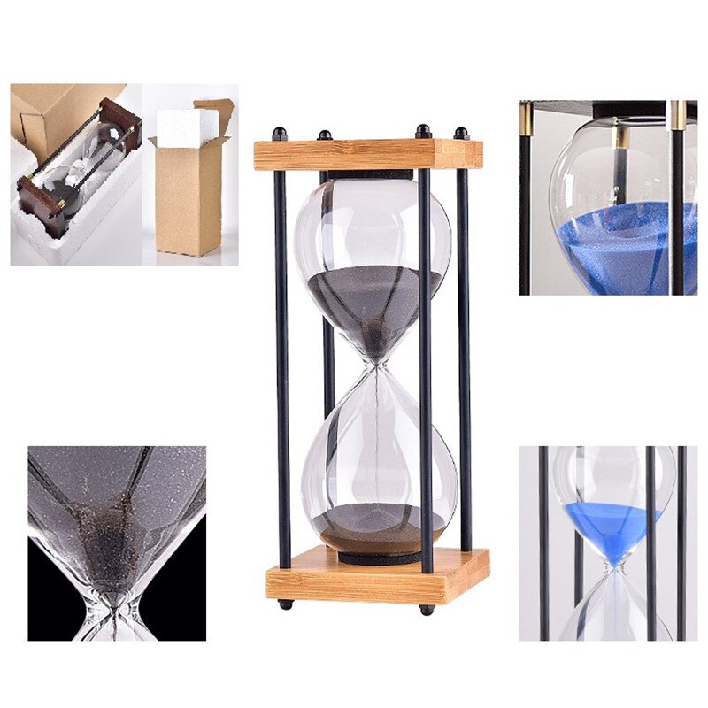 Platz Holz Unten Glas Sanduhr 30 Minuten Zeit Timer Hause Ornamente Sanduhr Küche Stunde Meter Blau Sand Uhr freundlicher