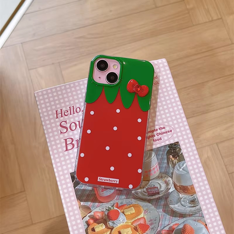 Funda de teléfono con de fresa roja y lunares blancos para iPhone 16 15 14 13 12 11 Pro XS Max 7 8 Plus MINI Y2K: Azul cielo / Para iPhone 11 Pro