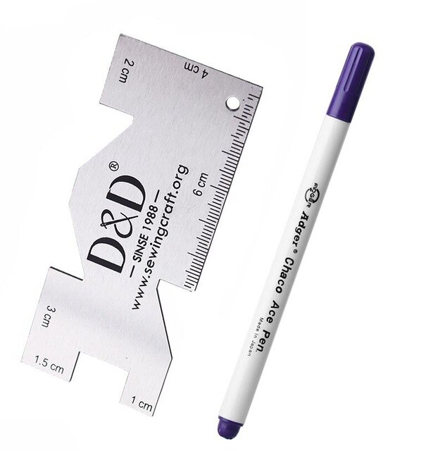 Water Erasable Pen Fabric Marker Pen & Metal Sewing Measuring Gauge Patchwork Ruler DIY Tailoring Craft Sewing Tools: 4