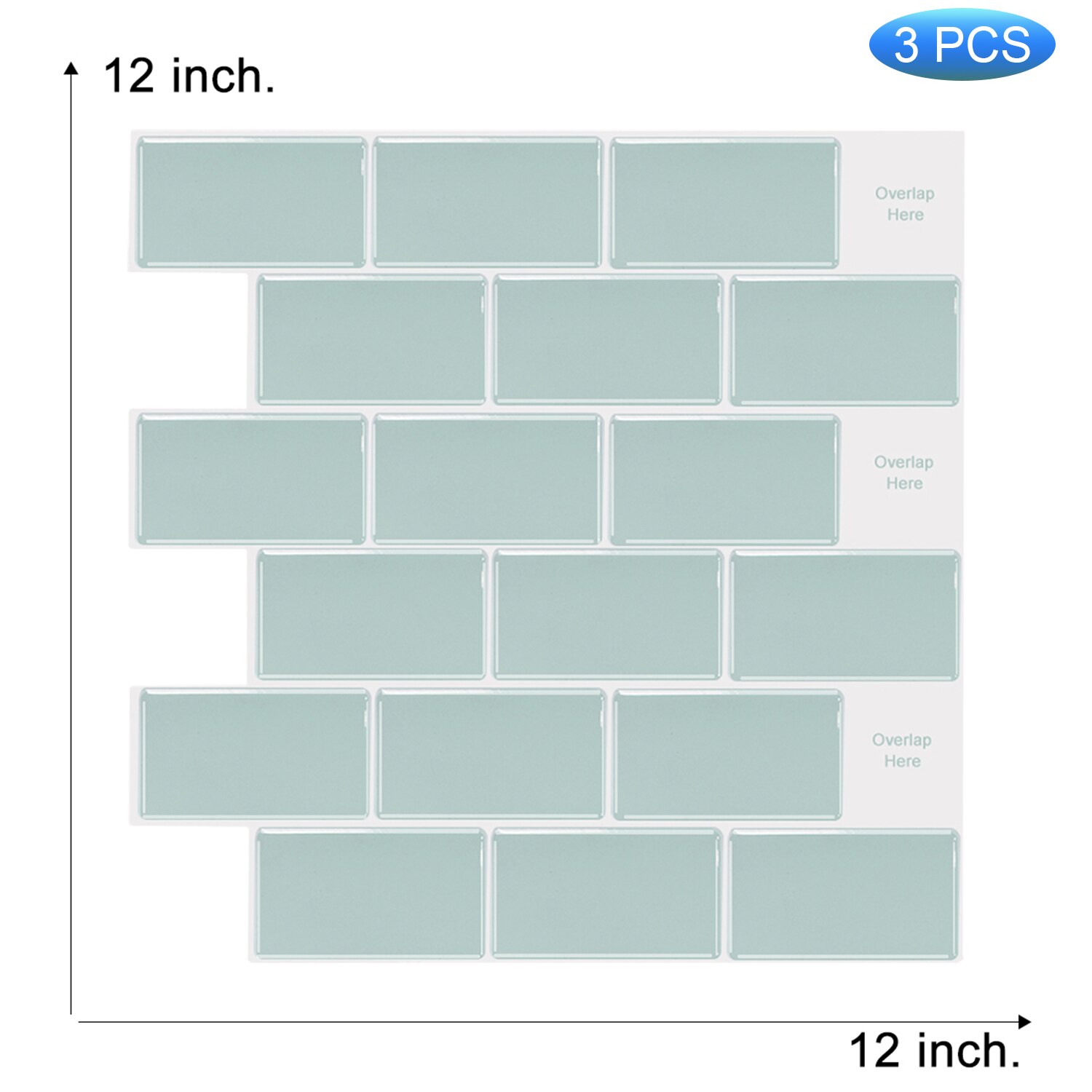 EasyTiles Kitchen Stickers Subway Oblong Vinyl 3D Wallpaper Waterproof Peel And Stick Wall Tiles - 3 Sheets: T80056