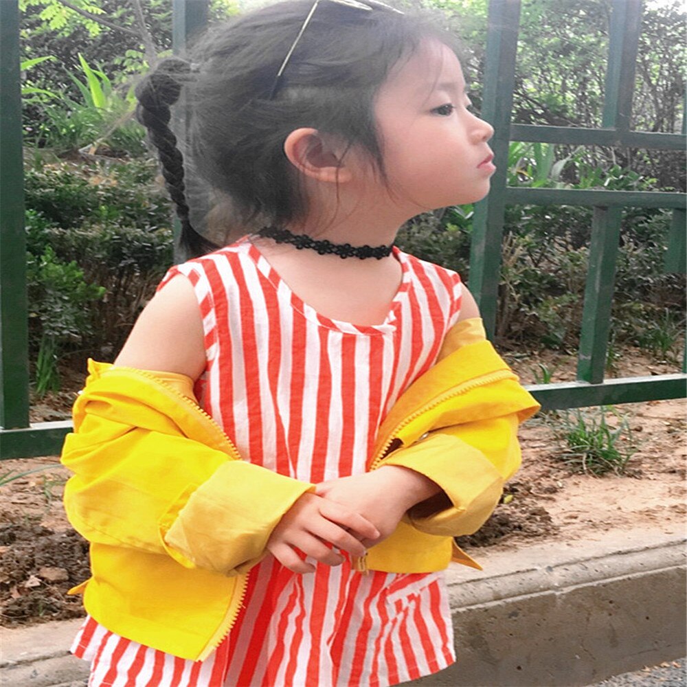 WANGAIYAO Children's Girl Necklace Black Multilayer Lace Velvet Choker Clavicle Collar Decorative Chain Elastic Knit Choker