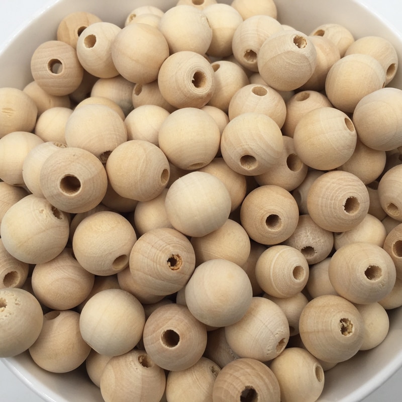 1-100PCs Natural Ball Wood Spacer Beads 6-50mm For Charm Bracelet baby wooden round bead