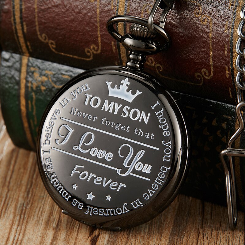 Beste Aan Mijn Zoon I Love U Zoon Meisjes Jongens Aanwezig Luxe Gold Steampunk Zakhorloge FOB Ketting Voor ketting Hanger Watche