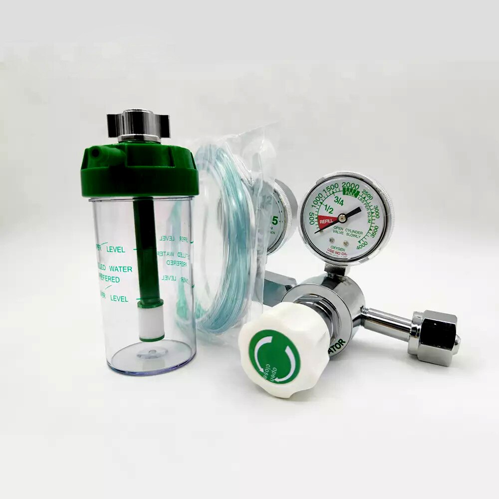 Medische Zuurstof Regulator CGA540 Met Dubbele Gauge Flow Meter Regulator Hoge Druk Voor Voor Zuurstof Cilinder 4000psi