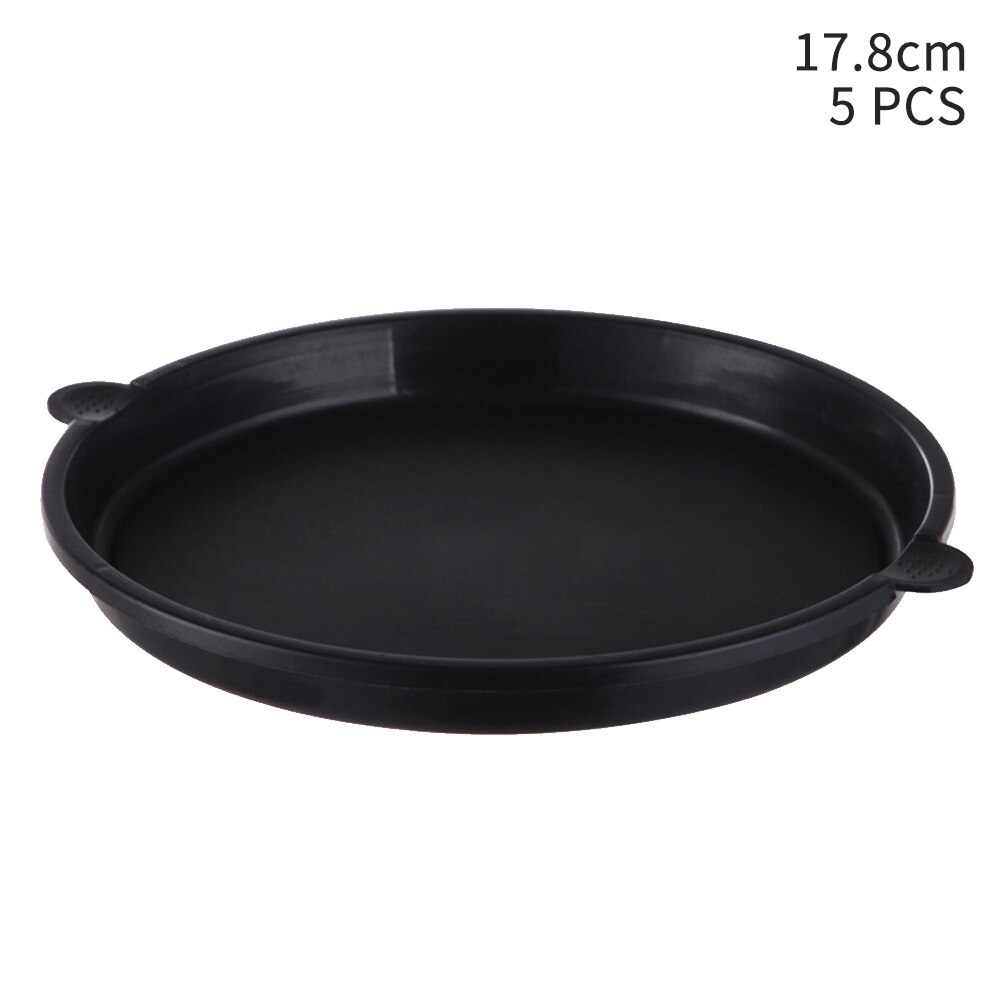5pcs Solid Indoor Outdoor Round Flower Pot Home Garden Balcony With Handle Waterproof Durable Container Drip Tray Plant Saucer: Black 17.8cm
