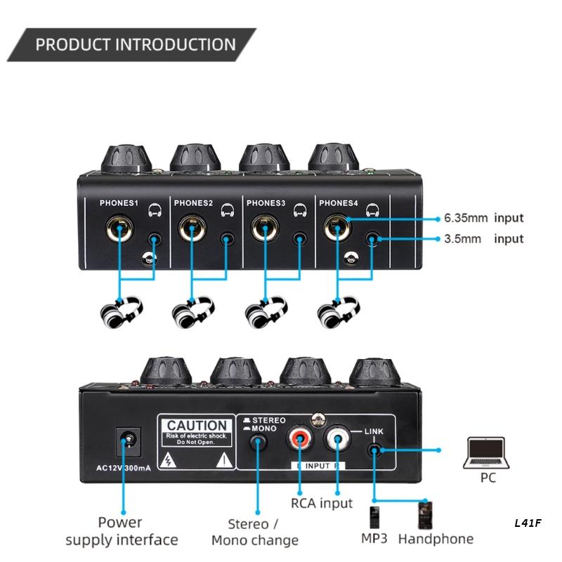 4 Channels Ultra-Compact Mini Headphone Amplifier 6.35mm/3.5mm Stereo Output