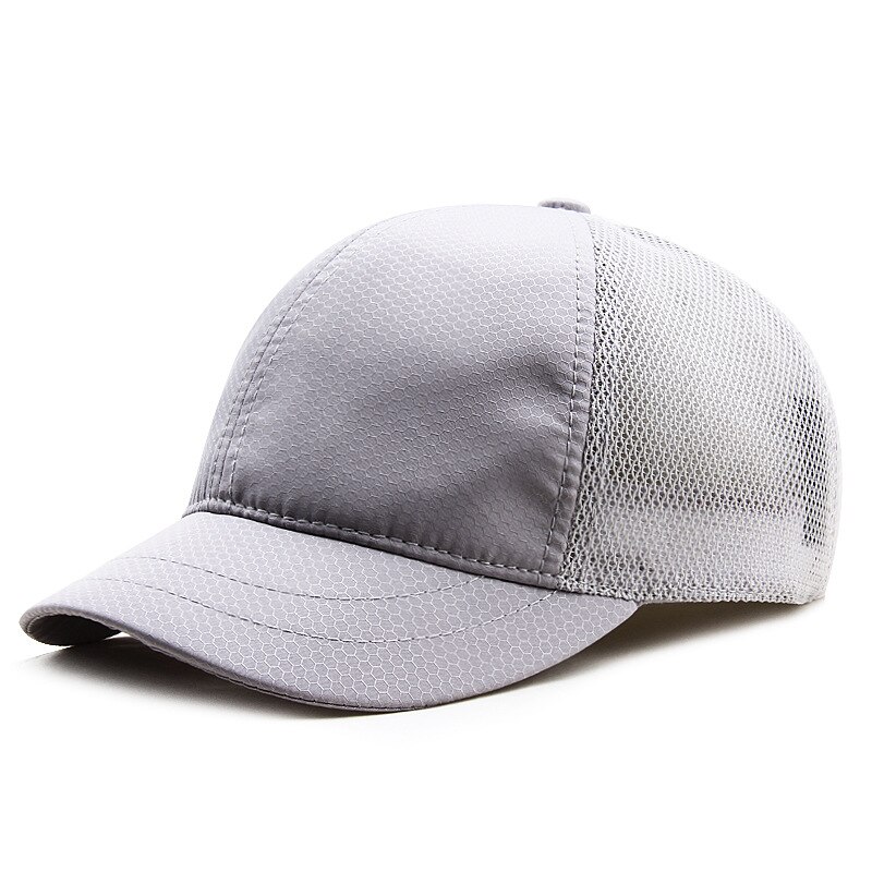 Casquette de baseball pour adultes, grande taille, à petit bord, pour hommes et femmes, en maille, à pointe courte, 56-63cm, été: Light Gray