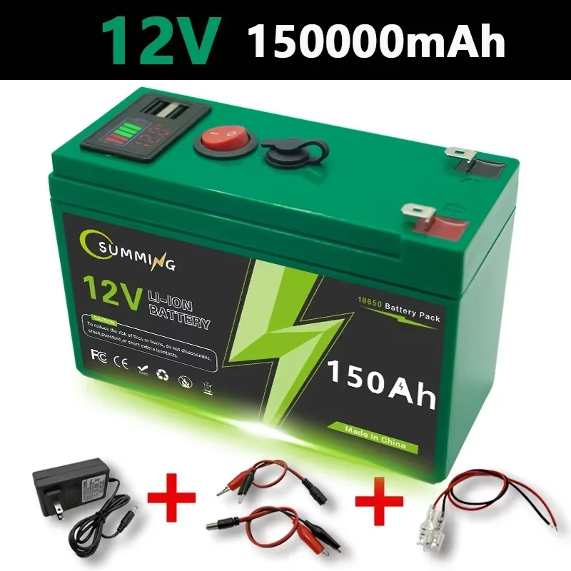 12v akkua 200ah 18650 litiumparistoa ladattava akku aurinkoenergialla toimivalle sähköajoneuvon akulle +12.6 v 3a laturi