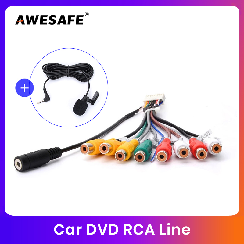 AWESAFE-Cable de salida RCA para Radio estéreo de coche, adaptador auxiliar, micrófono externo