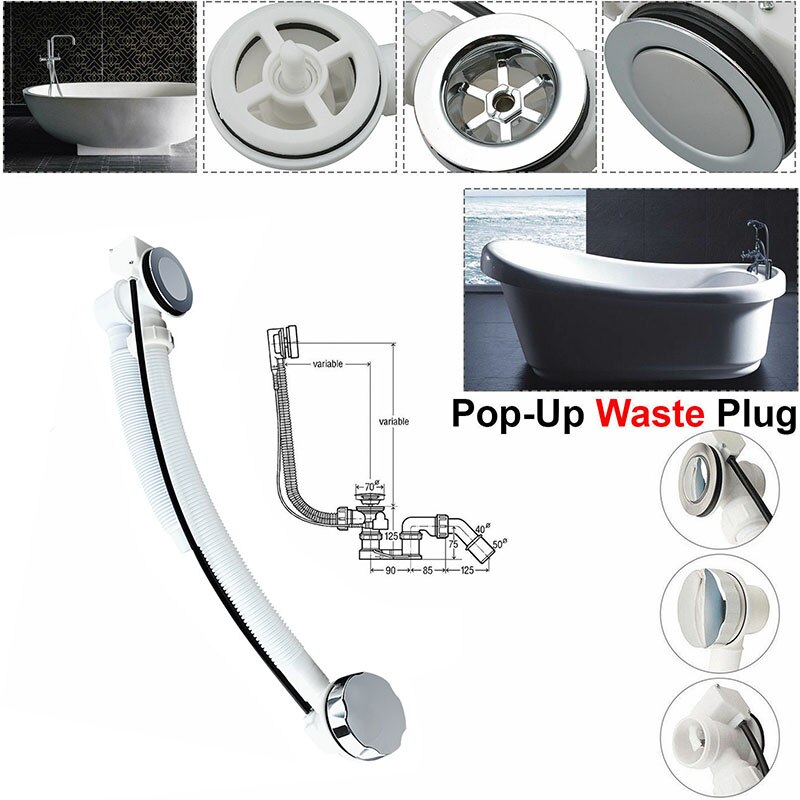 Dolt badavlopp pop-up plugg plast vrid krom handtag up plug badkar vatten dolt plaströr sil