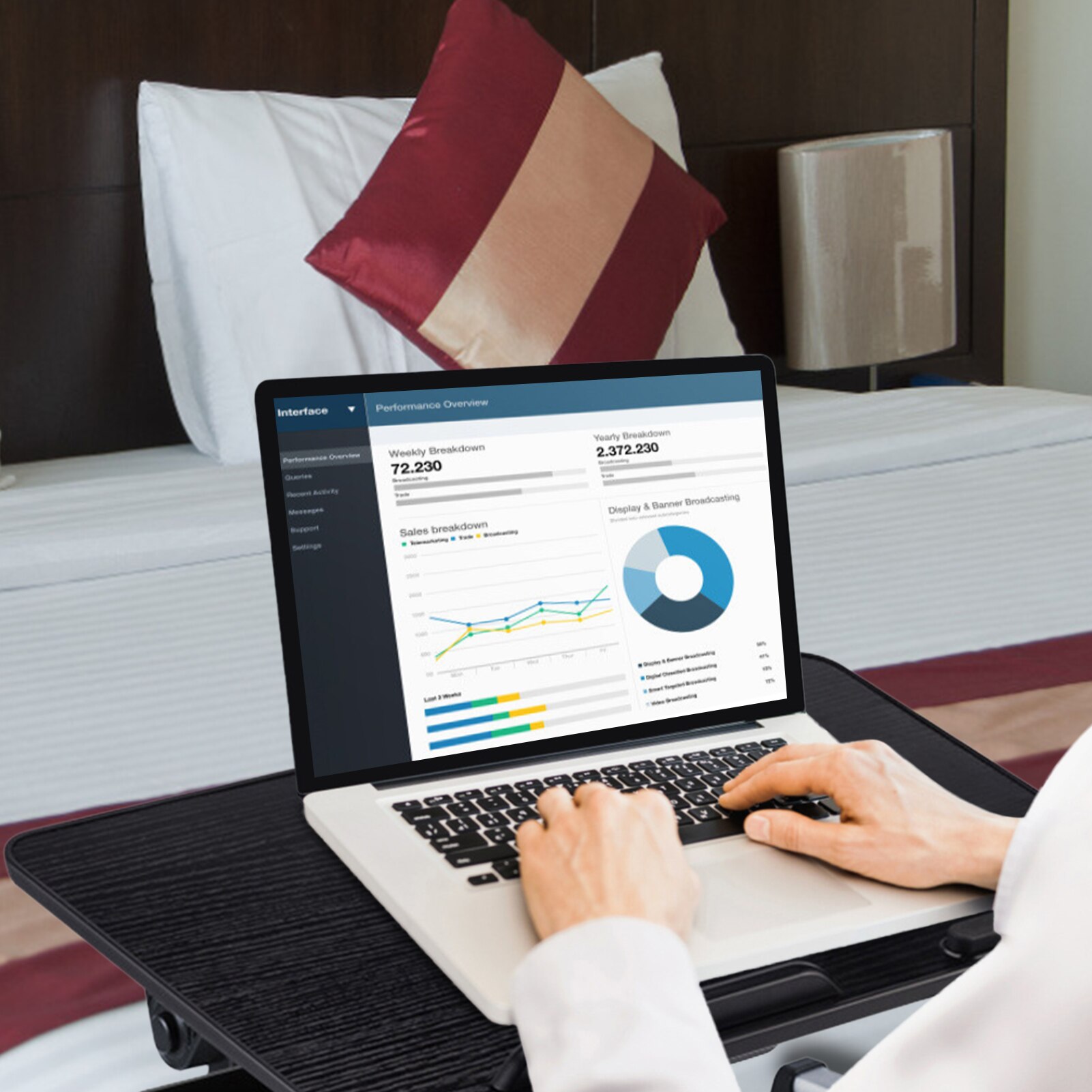 Aluminum Alloy Computer Folding Table Portable Adjustable Laptop Desk Portable Standing Desk With Storage Drawer