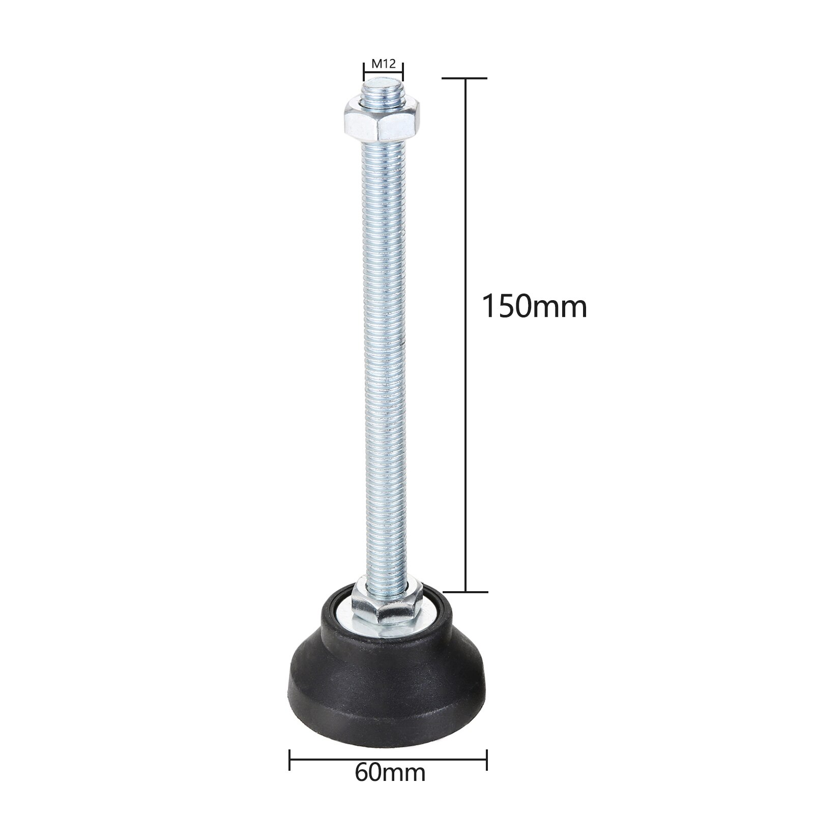 Adjustable Levelling Feet Swivel Base Furniture Glide Pad Adjusting Foot M8 M10 M12 M14 M16 Threaded Screw in Height 2/1 PC: 60XM12X150(DXMXH)2pc