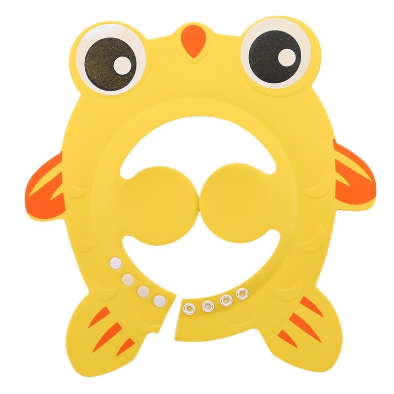 Baby Cute Cartoon Animal Shower Shampoo Caps Plasitc Waterproof Ear Eye Protection Child Hat Adjustable Bath Shield: yellow