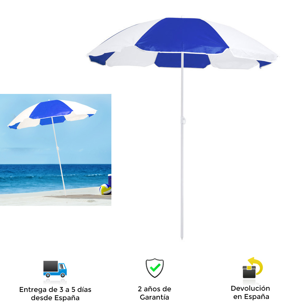 Sombrilla playa, Nylon, metall, bicolor, resistente, portatil, funda, einstellbar, diametro 150cm, sombrilla playa, sombrilllas
