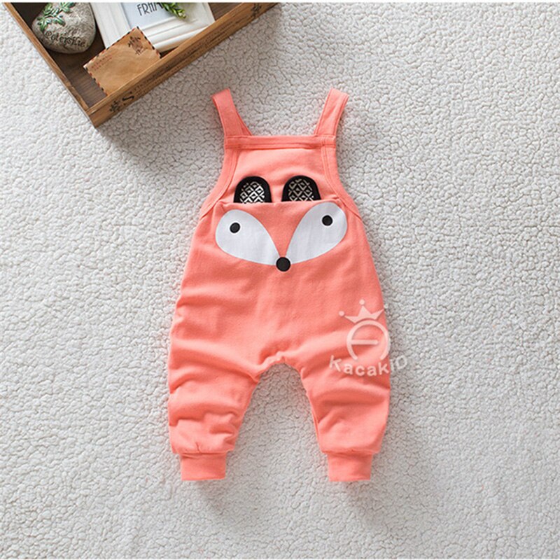 Bambini belli pantaloni del bambino delle ragazze dei ragazzi cute cartoon bretella pantaloni abbigliamento bambini Primavera autunno colori della caramella dei pantaloni del bambino: Rosso / 12m
