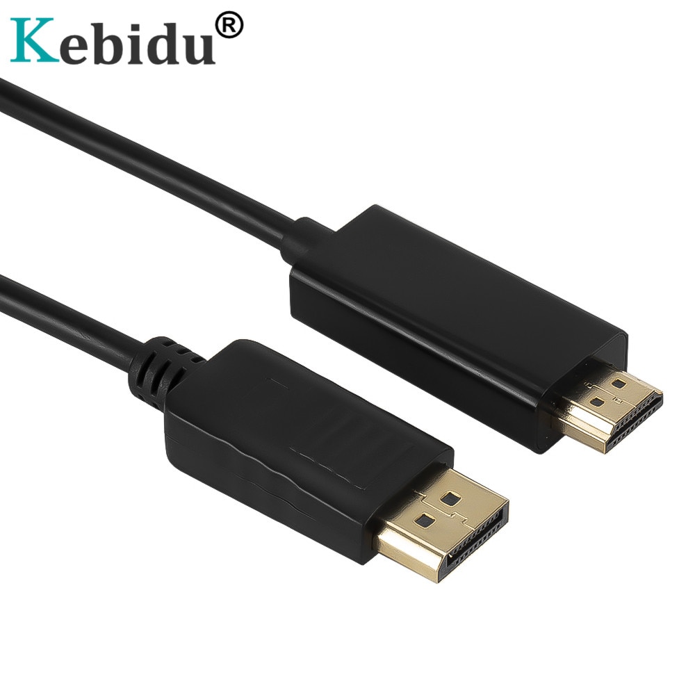 Kebidu 1.8m 3m dp til hdmi-kabel displayport skjermport dp hann til hdmi hann m/m kabeladapter for macbook air dell monitor