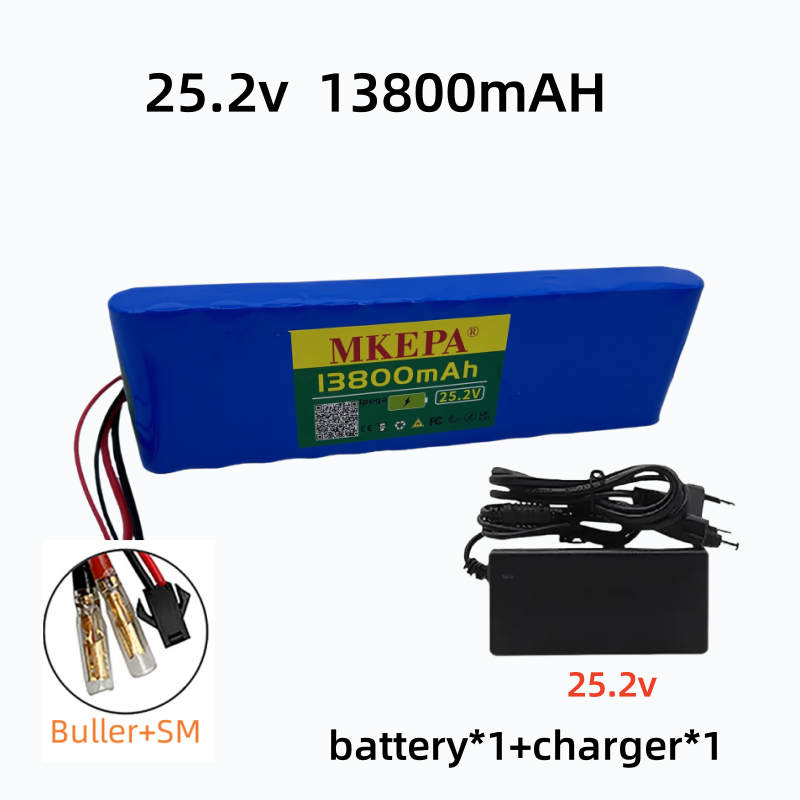 6 s 2p 25.2 v 13000 mah 18650 litiumionbatteri 24v 13800 mah litiumionbatteri, egnet for sykkel-/scooterbatterier: Burgunder
