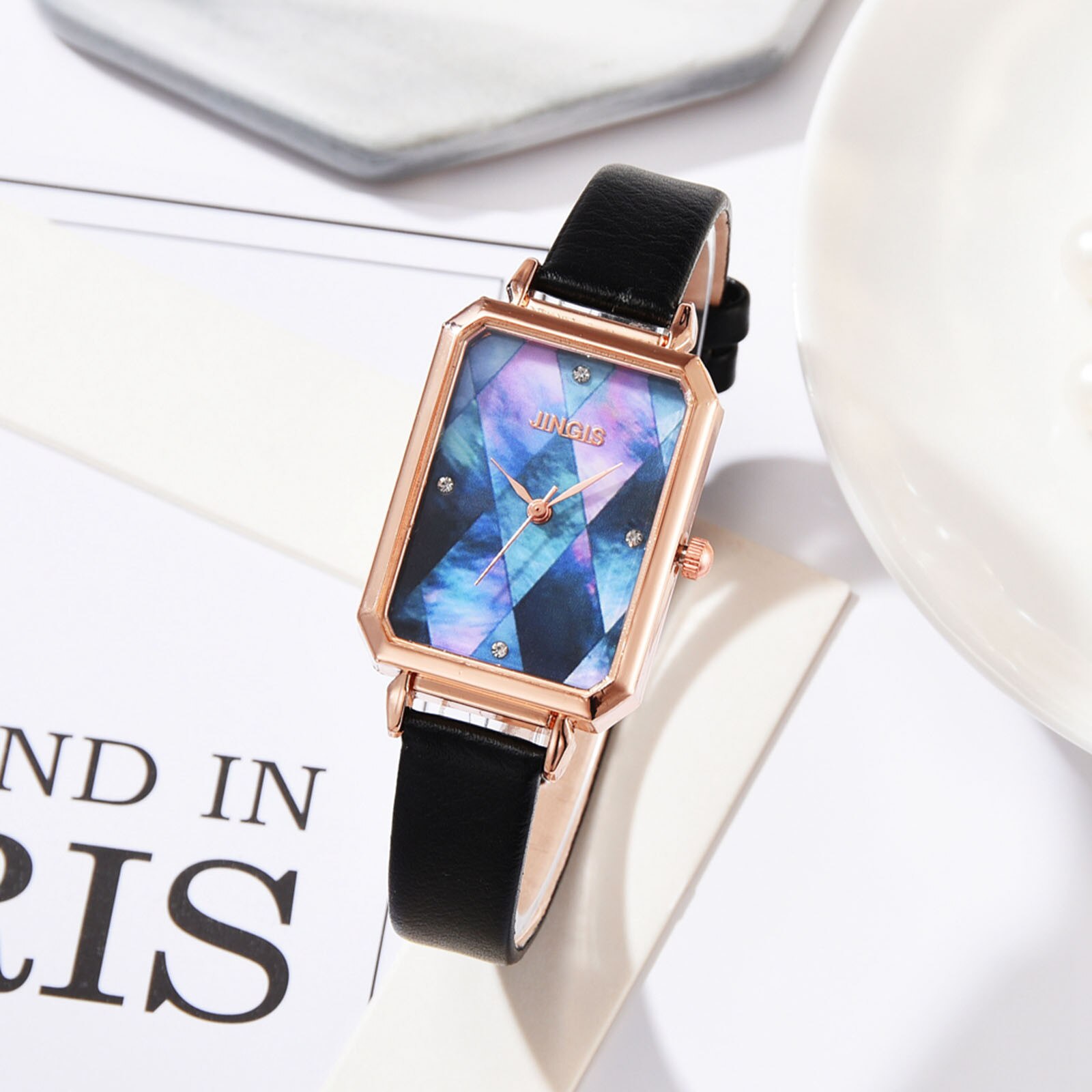 Montre à Quartz rectangulaire pour femmes, décontractée, avec bracelet en cuir, à la , directe
