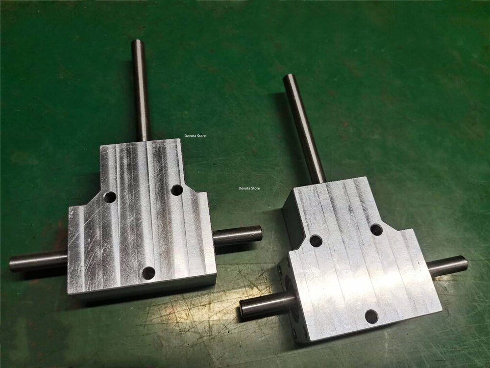 Kraftig spiralformet girkasse 8mm dobbel utgangsaksel 1:1 90 ° vinkel enhet vanntett aluminiumskasse