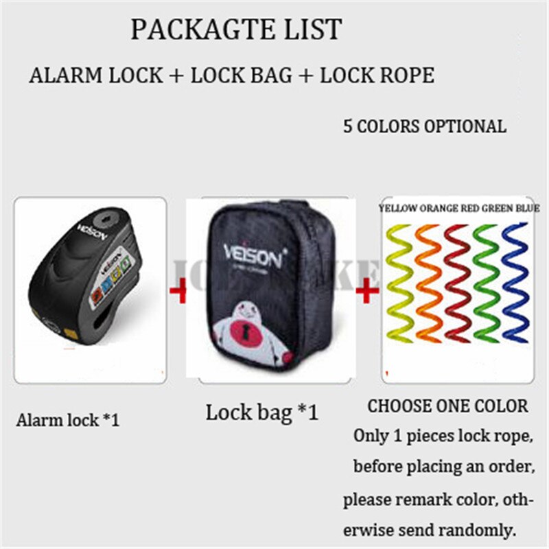 Veison motorfiets alarm waterdicht fietsalarm quad slot scooter schijfrem fietsslot motorfiets anti-diefstal motopadlock accessoires: Legering bk e set