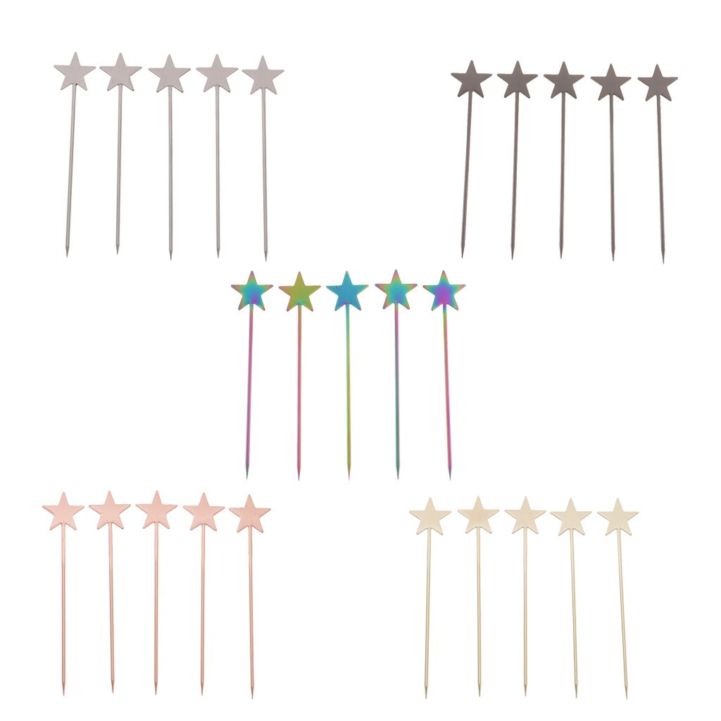 5PCS Steel Fruit Drink Sticks Cocktail Picks for Bar Tools Picks