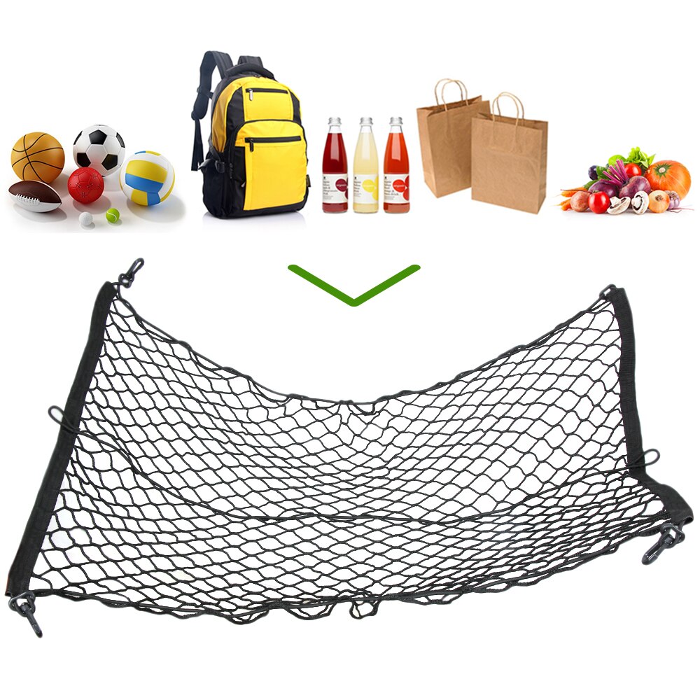 Redes elásticas de nailon para maletero de coche, red organizadora de almacenamiento de equipaje, con ganchos para camioneta, camioneta, SUV, MPV, 90x60 cm