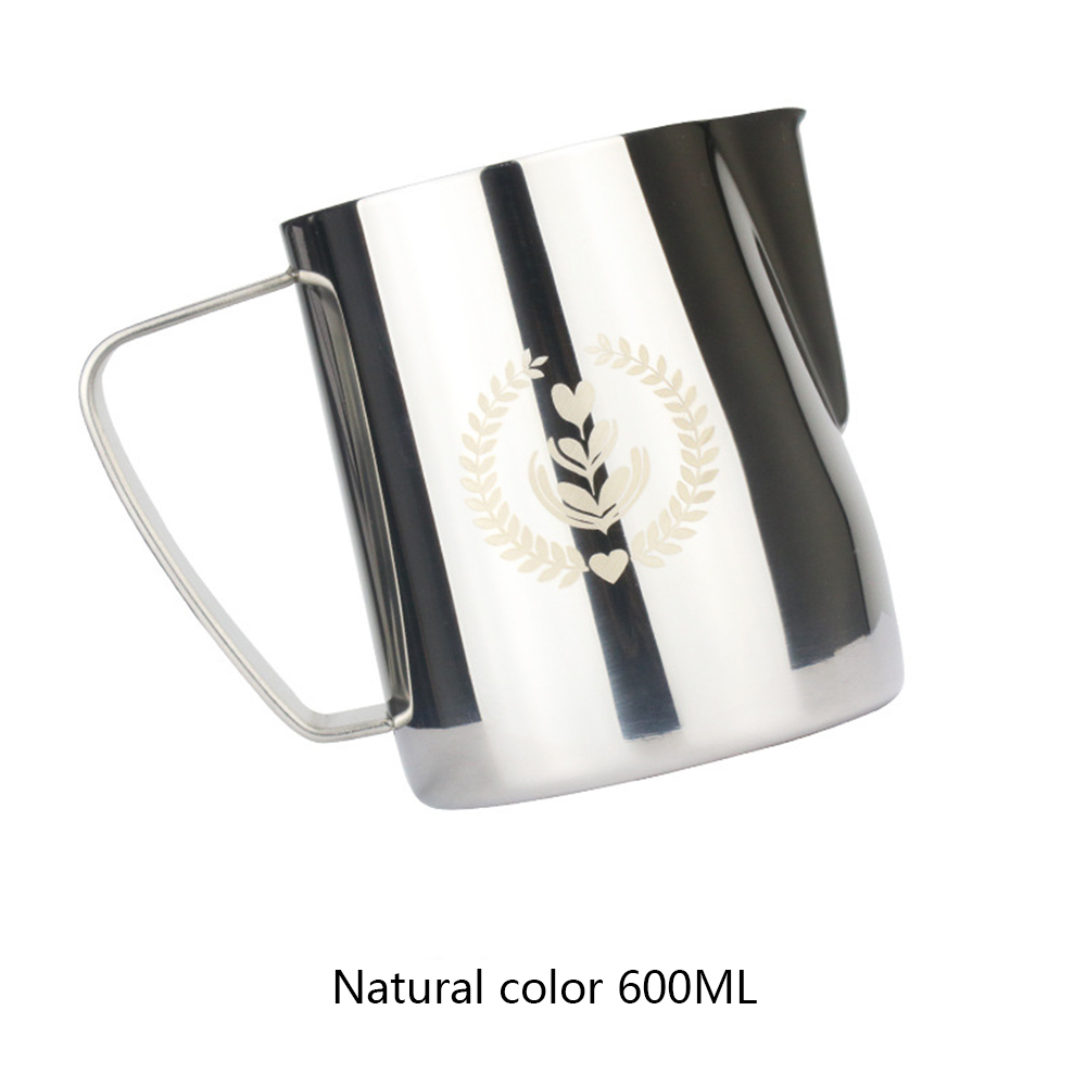 Stainless Steel Cup Coffee Cup Coffee Milk Mug Frothing Milk Latte Jug Coffees Pitcher Mug Craft Latte Frothing Art Jug 600ml: sliver 600ml