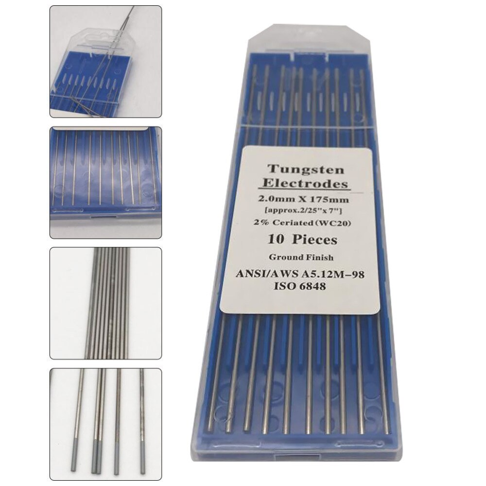 Electrodos de tungsteno duradero Ceriated WT20, electrodo de soldadura para soldadura TIG Arc MIG, 1 paquete: Silver 3