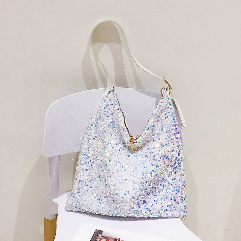 Tamara Pailletten Taschen Für Frauen Schulter Geldbörse Luxus Handtaschen Weibliche Hohe Kapazität Messenger Tasche: white