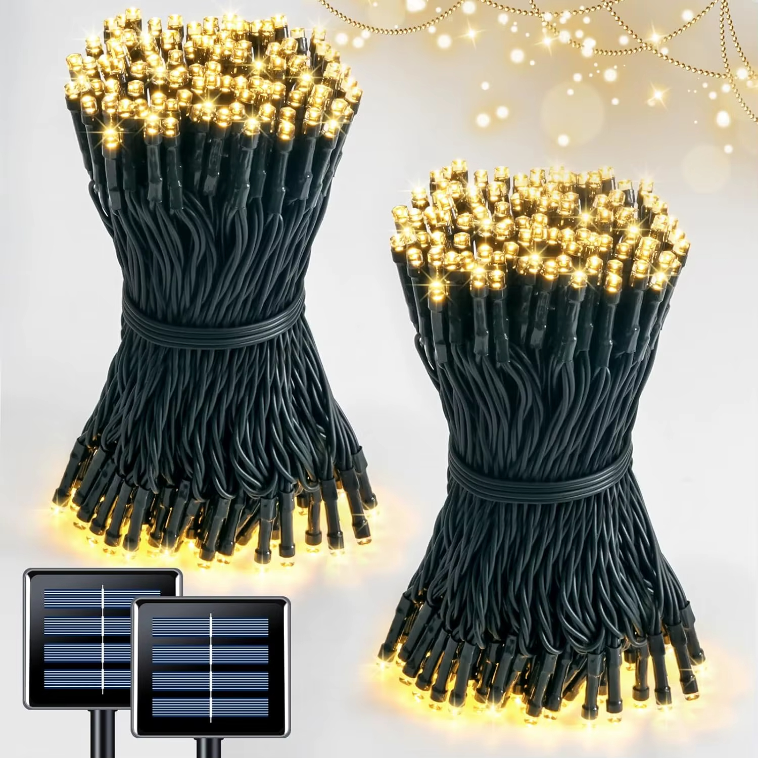 Wasserdichte solarbetriebene 50/100 LED funkelnde Lichterketten, 8 Modi LED-Leuchten für Garten, Weihnachten, Hochzeit, draussen-Dekoration