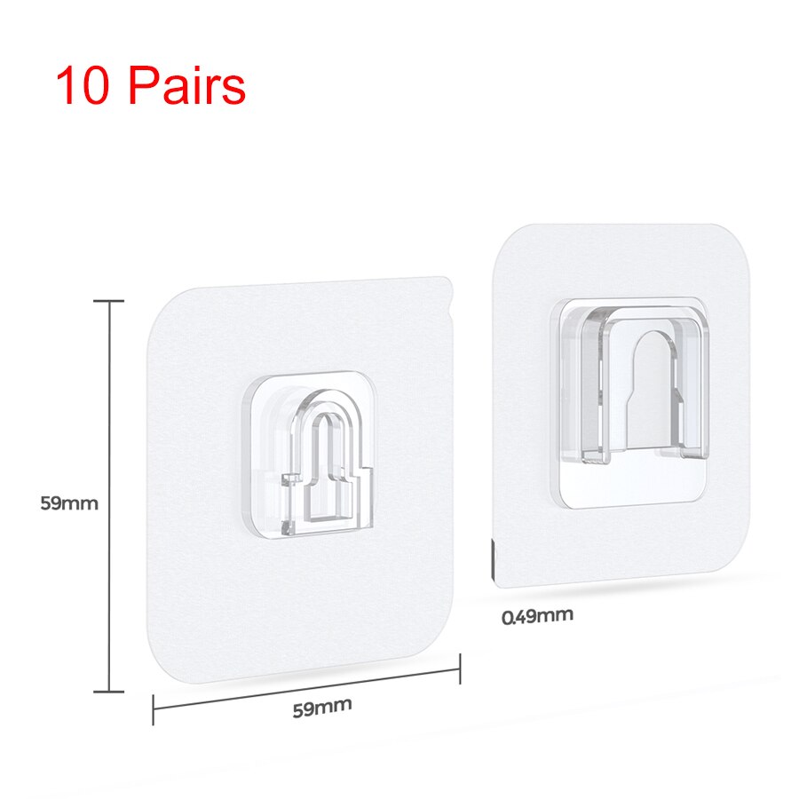 Ykz Dubbele Kleefband Muur Haken Hanger Sterke Bureau Kabel Organizer Transparante Haken Zuignap Sucker Opslag Management: 10 Pairs