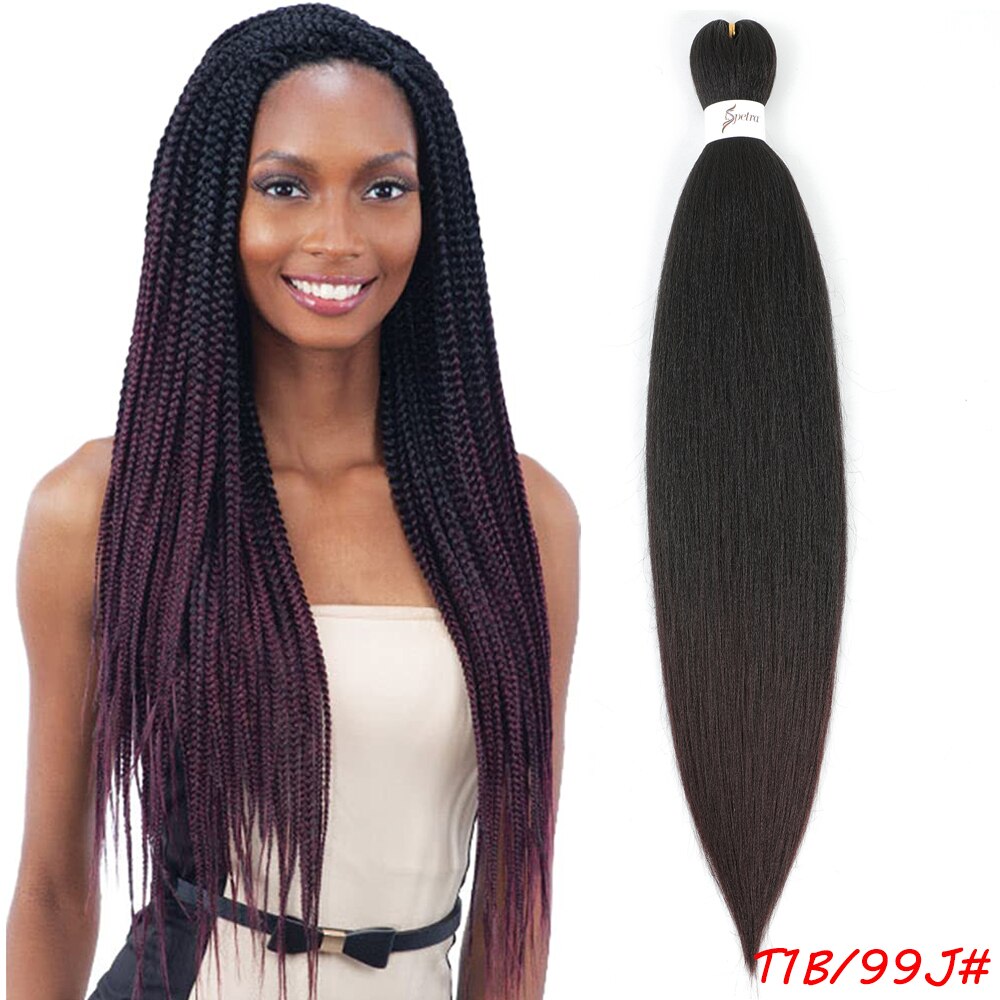 Pre Stretched Braiding Hair Soft Yaki Straight Synthetic Extensions Crochet Braids SOKU Synthetic Braiding Hair For Braids Twist: T1B/530 / 4Pcs/Lot