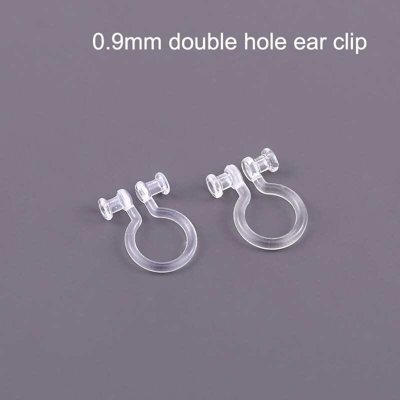 Clips para las orejas de resina transparente para mujer, aretes perforados hechos a mano, indoloro, suministros de joyería, 1 par: 1Pair ST 0.9mm