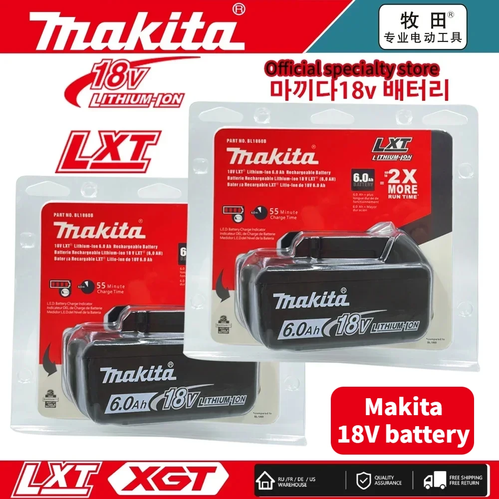 Batería Original Makita de 18V para batería de 6Ah BL1860 BL1850B BL1850 BL1840 BL1830B batería de litio de repuesto Makita: Gris oscuro