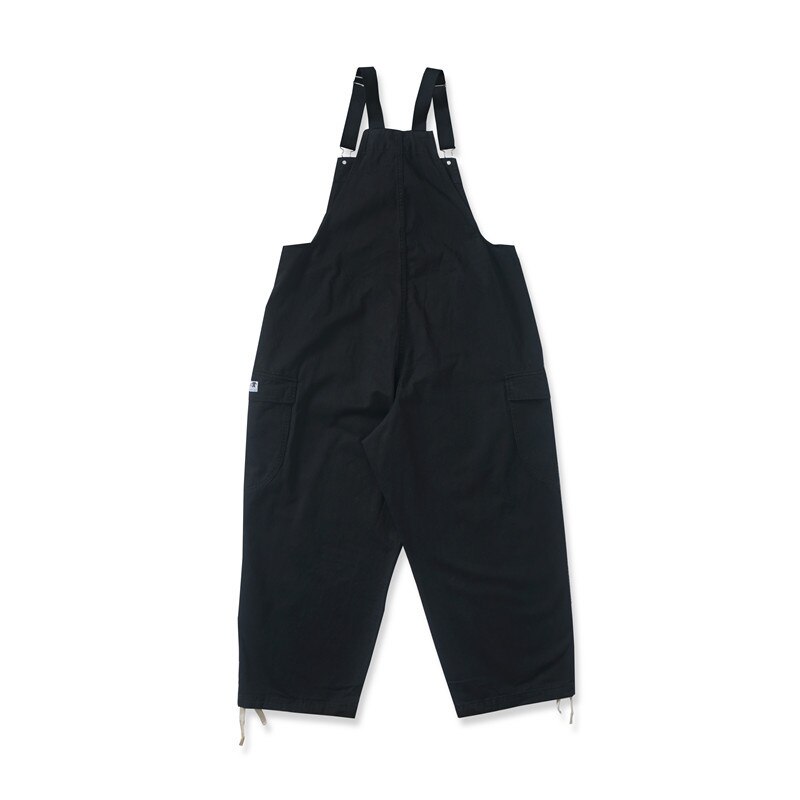 Estilo Safari. Mono de Babero con bolsillos para hombre, ropa de calle, monos holgados, pantalones de trabajo con pechera de pierna ancha de Color sólido: L / Black