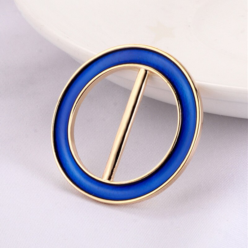Broches rondes en soie pour foulard, broches ovales pour femmes, porte-écharpe rond, accessoires de bijoux: O bleu