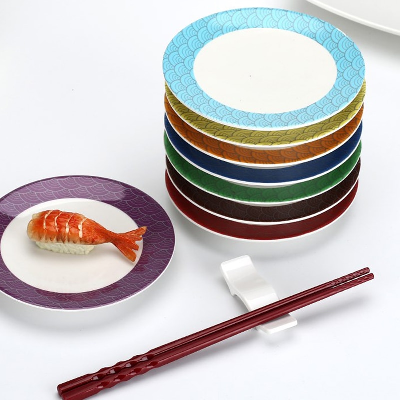 Sushi tallerkener matbrett rund tallerken restaurant mat servering servise slitesterk sashimi snack tilbehør japansk buffet tallerken 8 stk