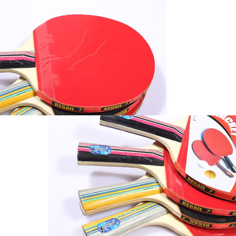 2 teile/los Tischtennis Schläger Doppel Gesicht Pickel In Lang Kurz Griff Ping Pong Paddle Schläger Set Mit tasche 3 Bälle