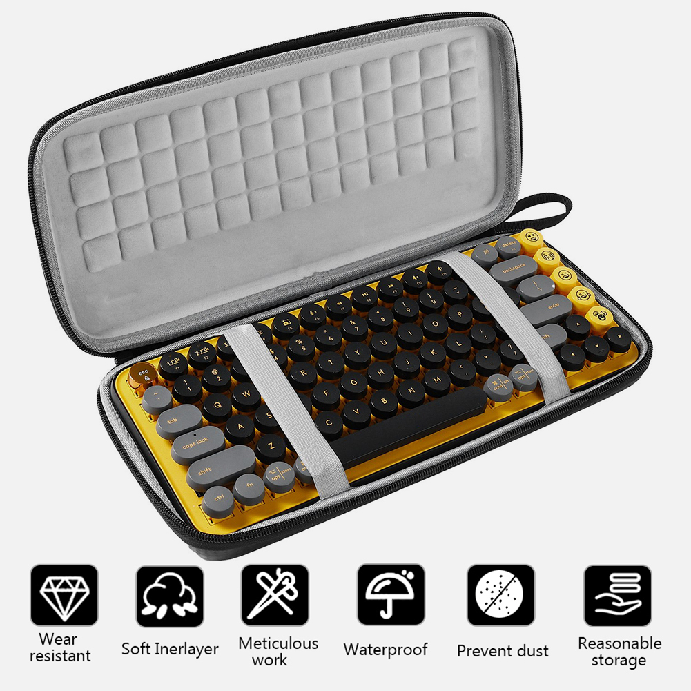 Hard Keyboard Storage Carrying Case Waterproof EVA Protective Pouch Case for Logitech POP Keyboard Premium Wireless Keyboard