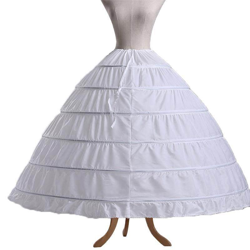 6 Hoops Petticoat Jupon Crinoline Underskirt Slips Make Dress Puffy Quince Bridal Ball Gown Accessories