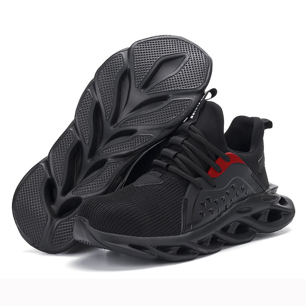 Breathable Men's Safety Shoes Boots With Steel Toe Cap Casual Men's Boots Work Indestructible Shoes Puncture-Proof Work Sneakers: black / 38