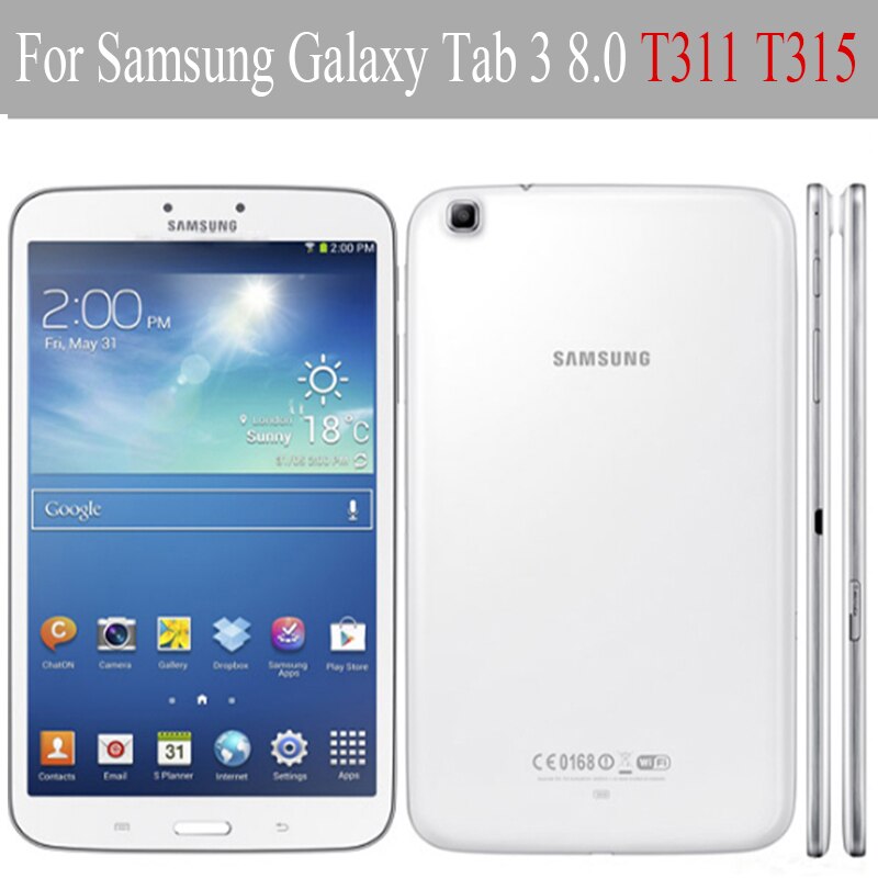 Voor Samsung Galaxy Tab 3 8.0 Tablet Case Voor T311 T315 8.0 "Multra-Slim Pu Leather Flip Beschermende cover Effen Kleur Soft Shell