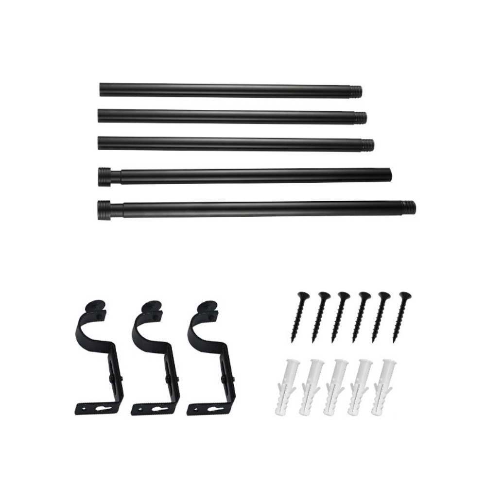 Stable Adjustable Curtain Rod Set Thread Thicken Curtain Rail Carbon Steel Black Drapery Curtain Telescopic Rod Cafe: Beige