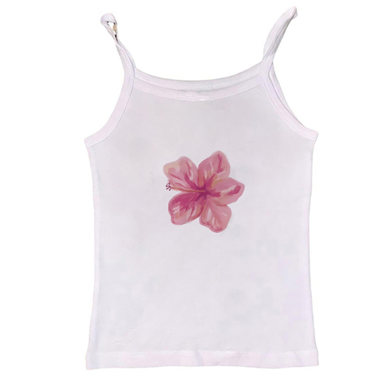 Camiseta gótica retro Harajuku ajustada de manga corta para mujer, ropa de calle, camiseta de bebé con estampado de flores lindas, top corto: M / Naranja