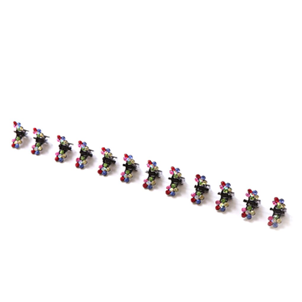 12PCS/Set Girls Small Crystal Flowers Metal Hair Claws Children Rhinestone Hair Clamp Kids Baby Hairpins: 03